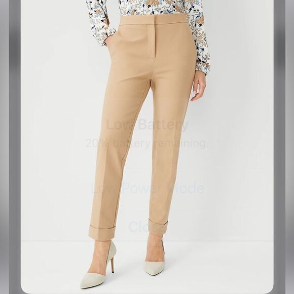 Ann Taylor EVA Tan Curvy Fit Classic Cuffed Ankle Pants - Picture 1 of 16